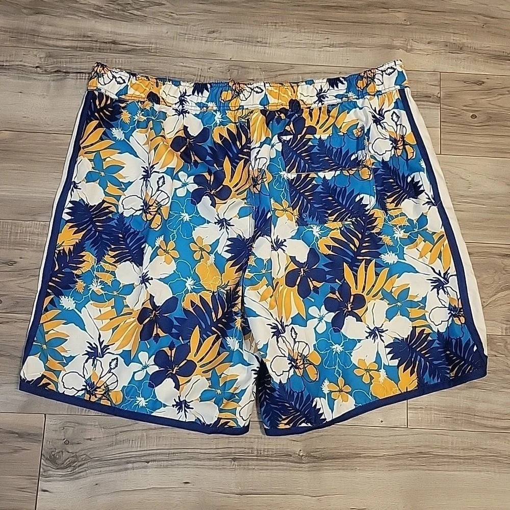 Joe Boxer Swim Shorts Mens 2XL Blue Hawaiian Floral Swim Board Shorts Beach Pool